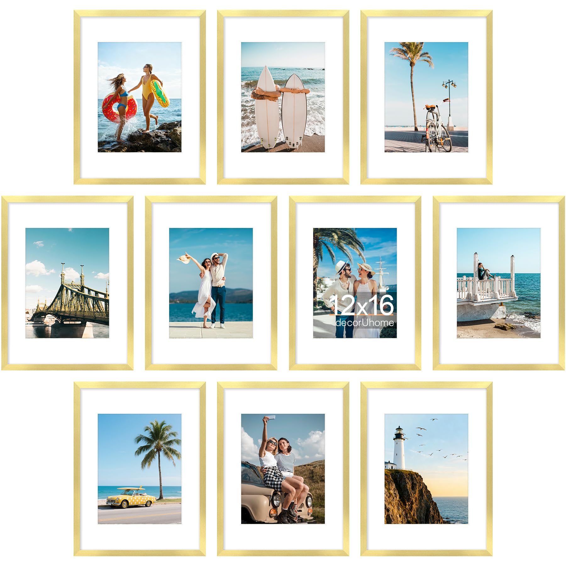 decorUhome 12x16 Gold Frames Set of 10