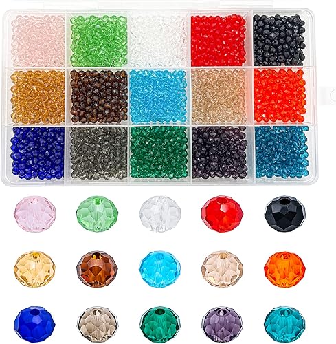 1800 cuentas de cristal Briolette de 0.157 pulgadas para hacer joyas, cuentas de cristal facetadas con forma de Rondelle para hacer pulseras, disponible en Yaxa Peru