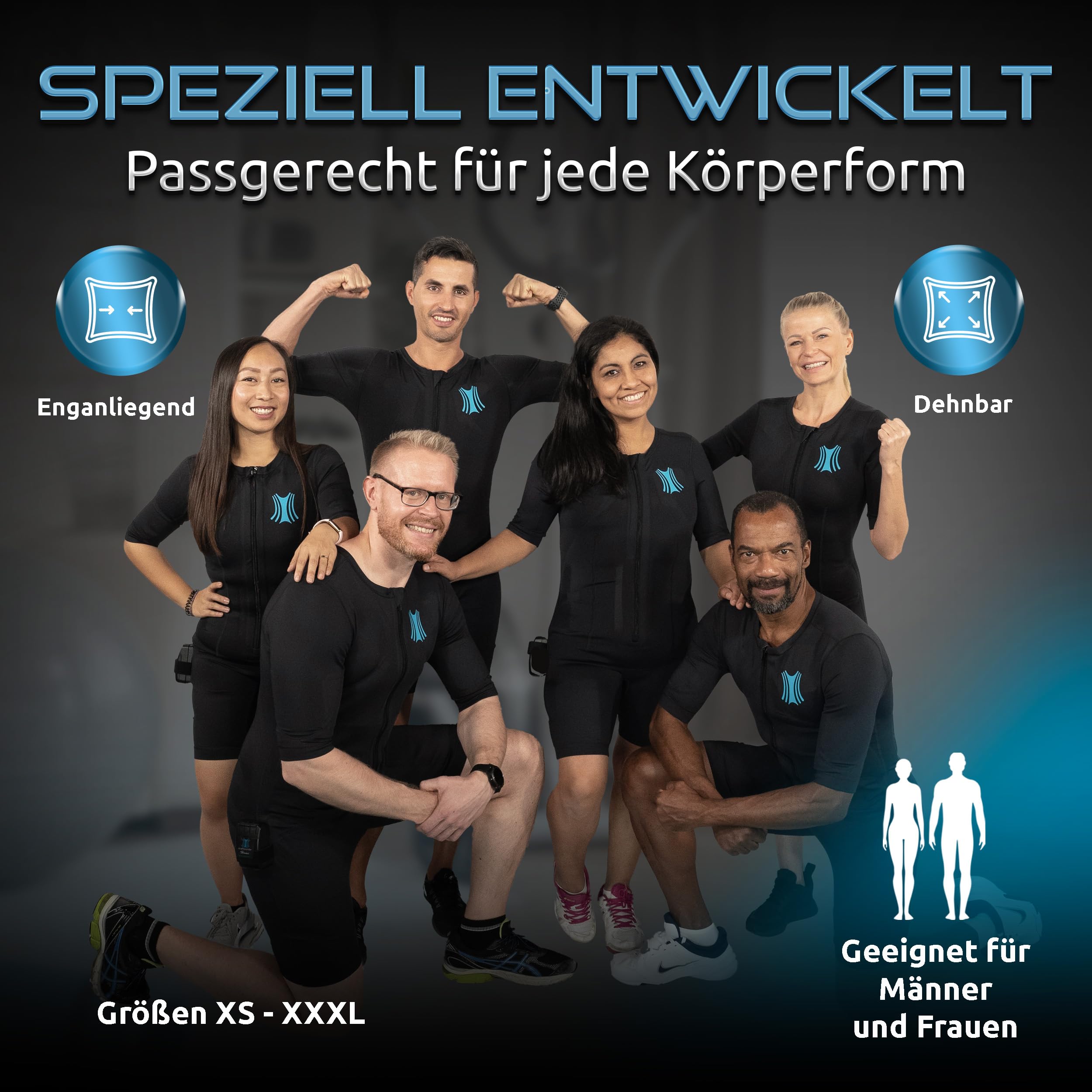 EMS Anzug Classic HOME Komplettsystem - 20 Elektroden für effektives Ganzkörpertraining - kabelloses EMS-Training für Zuhause - Herren & Frauen - Made in Germany - inkl. App & Steuerbox
