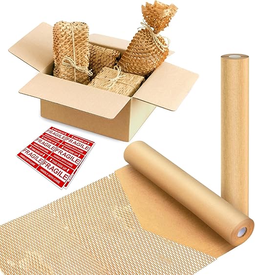 Honey comb Packing Paper 15"x131' - Honeycomb Wrapping Paper for Moving Packaging and Shipping - Recyclable Protective Roll