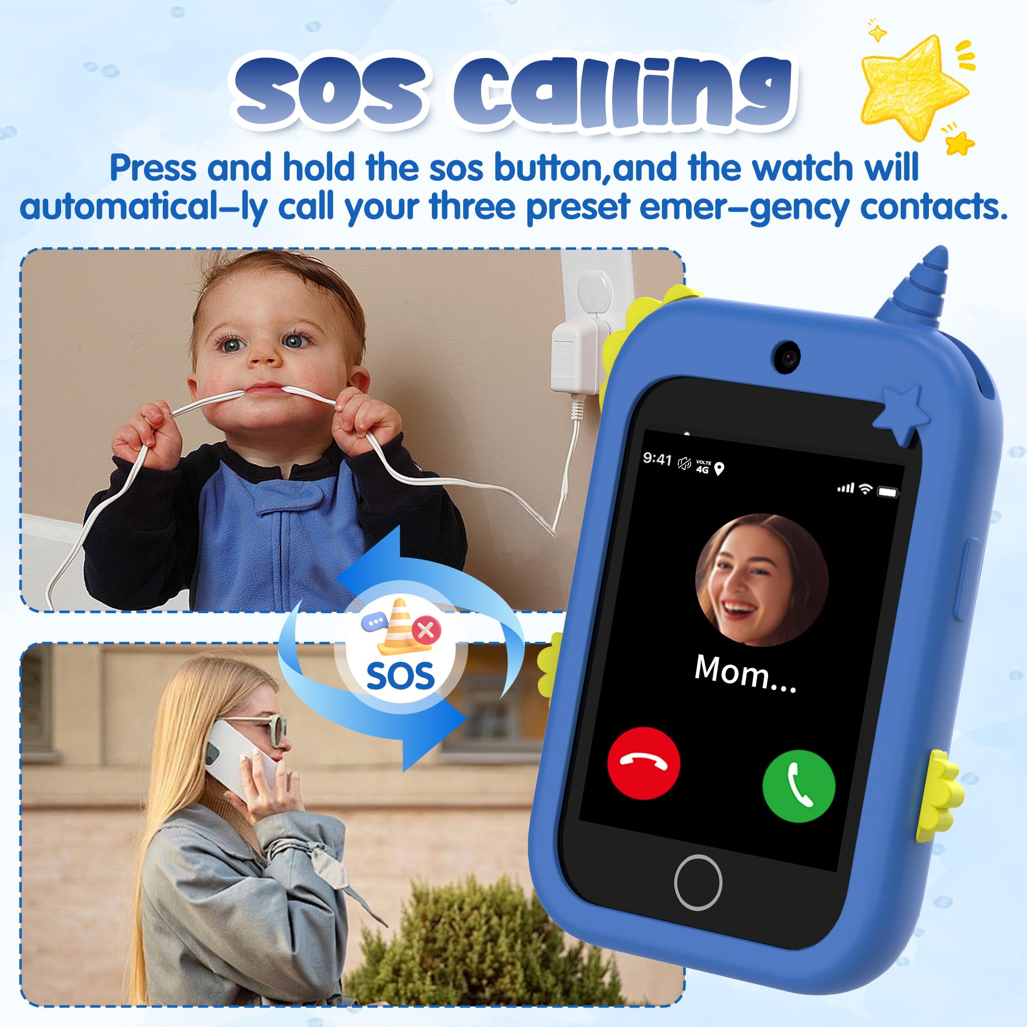 4G Smartphone Bambini, Smartphone Bambino per Ragazza con Chiamate GPS, Videochiamata, Chat, SOS, Modalità Scuola, SMS, Torcia, Musica, Sveglia, Pedometro, IP68 Impermeabile, Regali per Ragazze