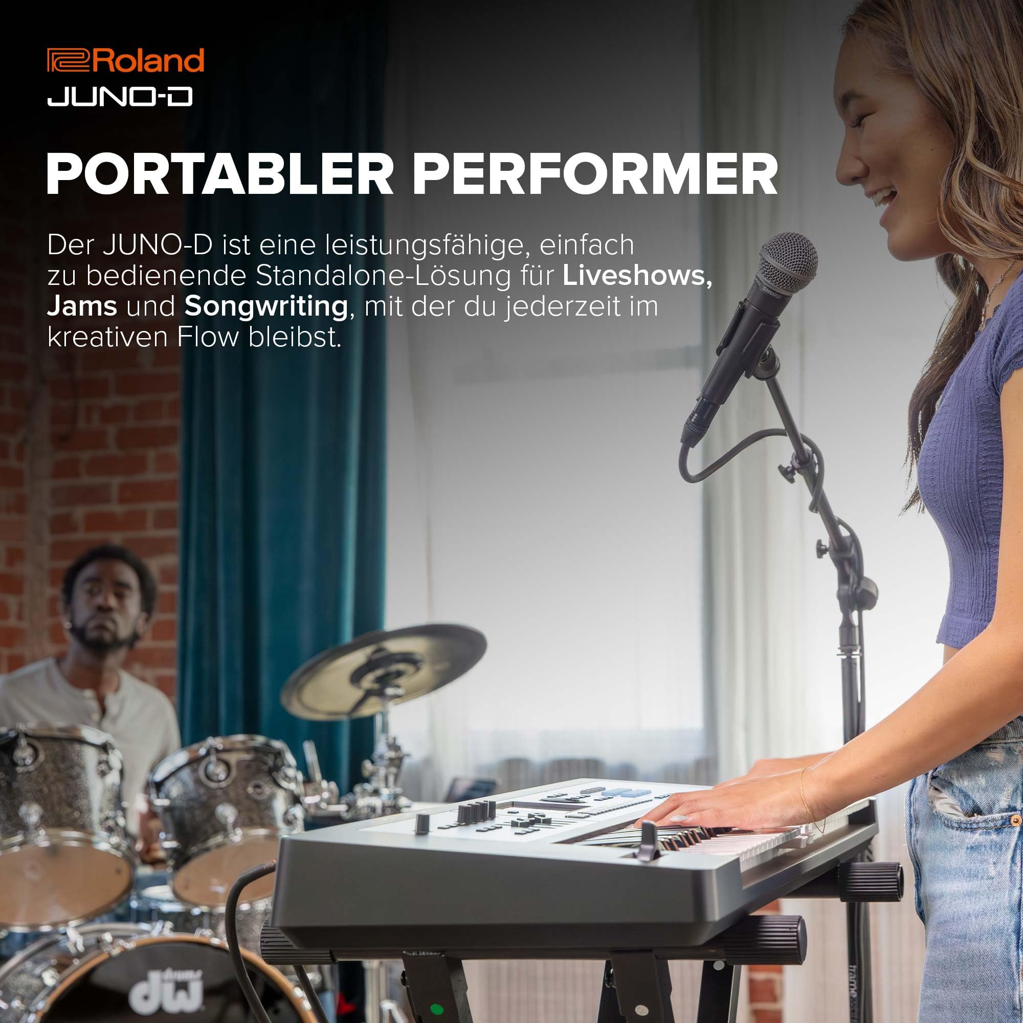 Roland JUNO-D6 Synthesizer | Synthesizer-Tastatur mit 61 Tasten | ZEN-Core Engine mit über 3.800 integrierten Sounds | Intuitive Kreativwerkzeuge | USB-C Audio/MIDI Interface