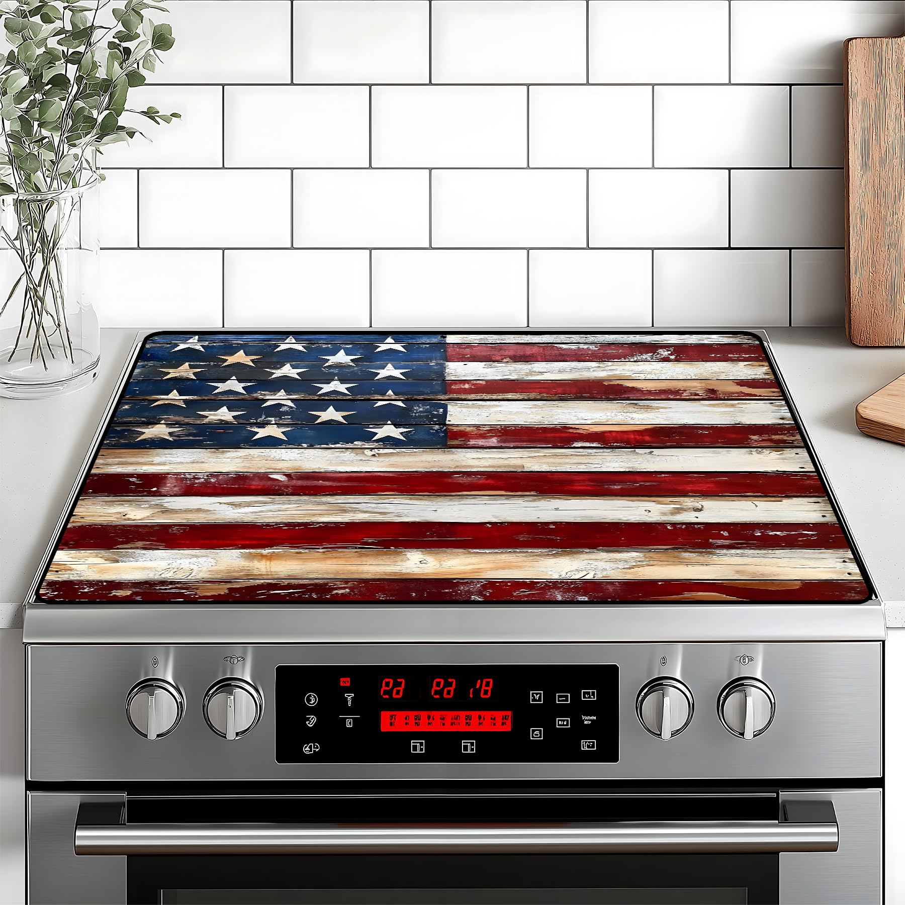 Stove Top Cover for Home Decoration Kitchen Pad Washable Cooktop Covers Countertop Stove Protector Mat for Home Kitchen Cooktops (Flag, 30"x21")