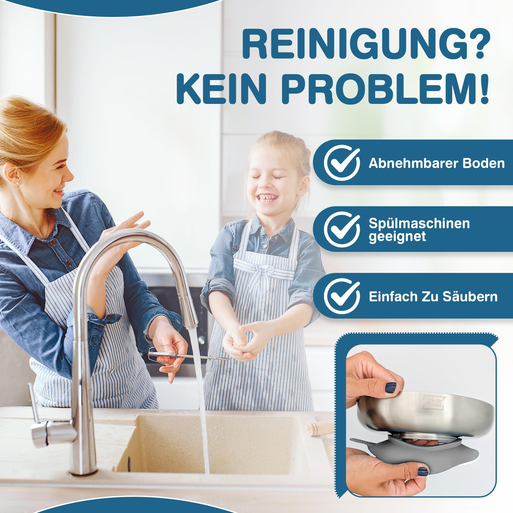 Rilli Edelstahl Teller für Babys mit Saugnapf, tiefer Kinderteller, grau | Doppelwandiger 304er Edelstahl · BPA-frei · schadstoffgeprüft · spülmaschinenfest · für BLW und Beikost