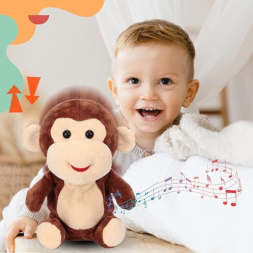 Miniatura 3 de Easfan Talking Monkey Repeat What You Say - Peluche eléctrico de peluche divertido interactivo para hablar, regalos de cumpleaños para niños