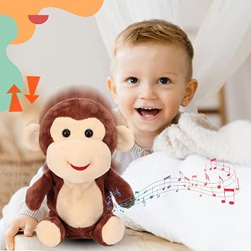 Easfan Talking Monkey Repeat What You Say Electric Nodding Plush Funny Interactive Speaking Toys Buddy Birthday Gifts for Kids Toddlers Brown,7
