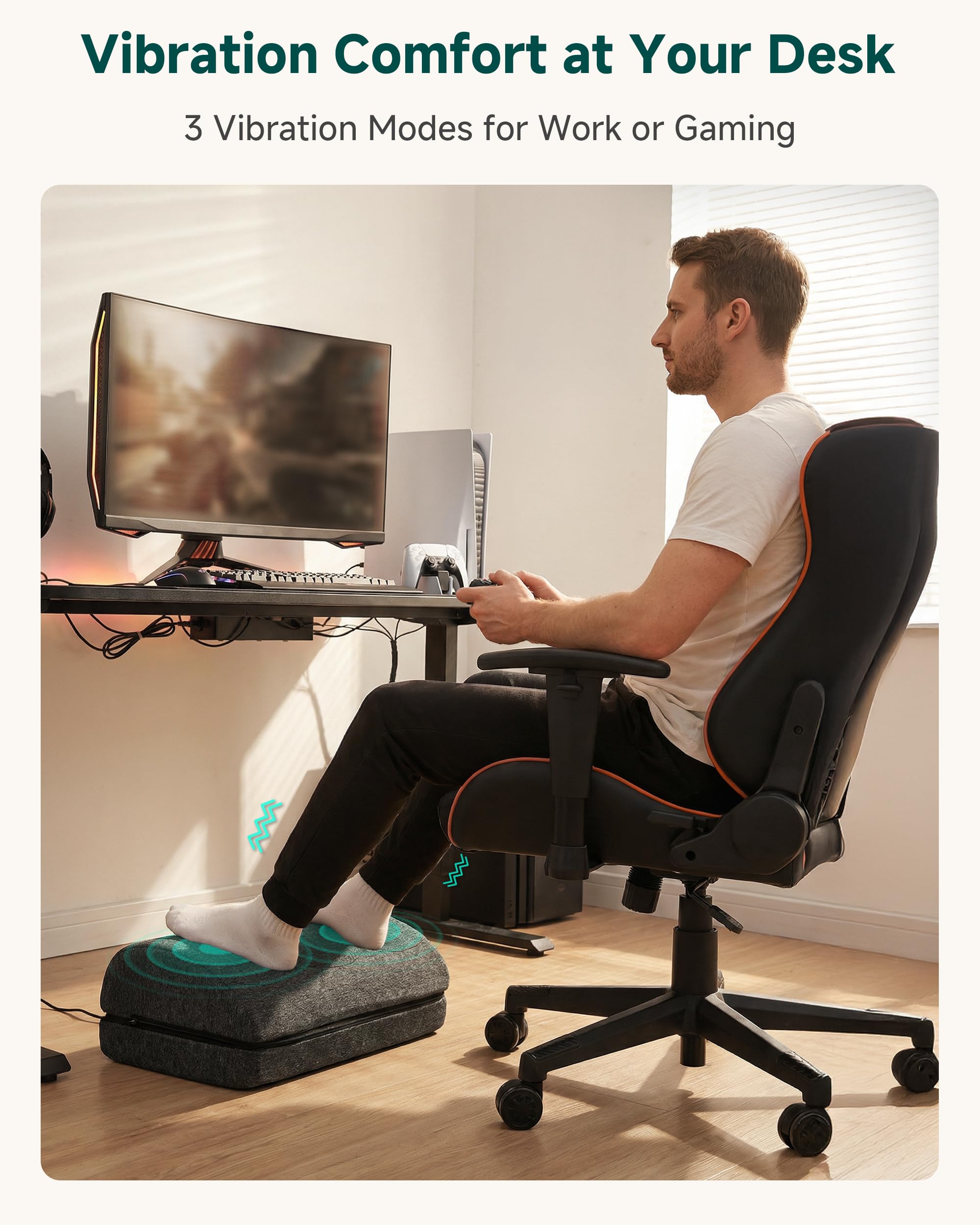 Snailax höhenverstellbare Fußstütze mit Wärme und 3 Vibrationsmodi