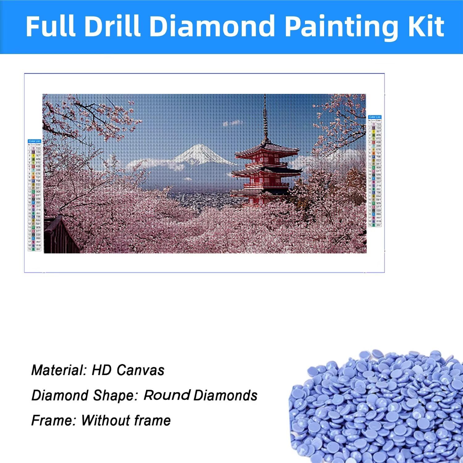Diamentowy obraz dla dorosłych duży format, góra Fuji diamentowy obraz XXL 100 x 200 cm diamentowy zestaw do malowania koralikami, diamentowa sztuka wypoczynkowa kreatywne dorośli haft ścieg
