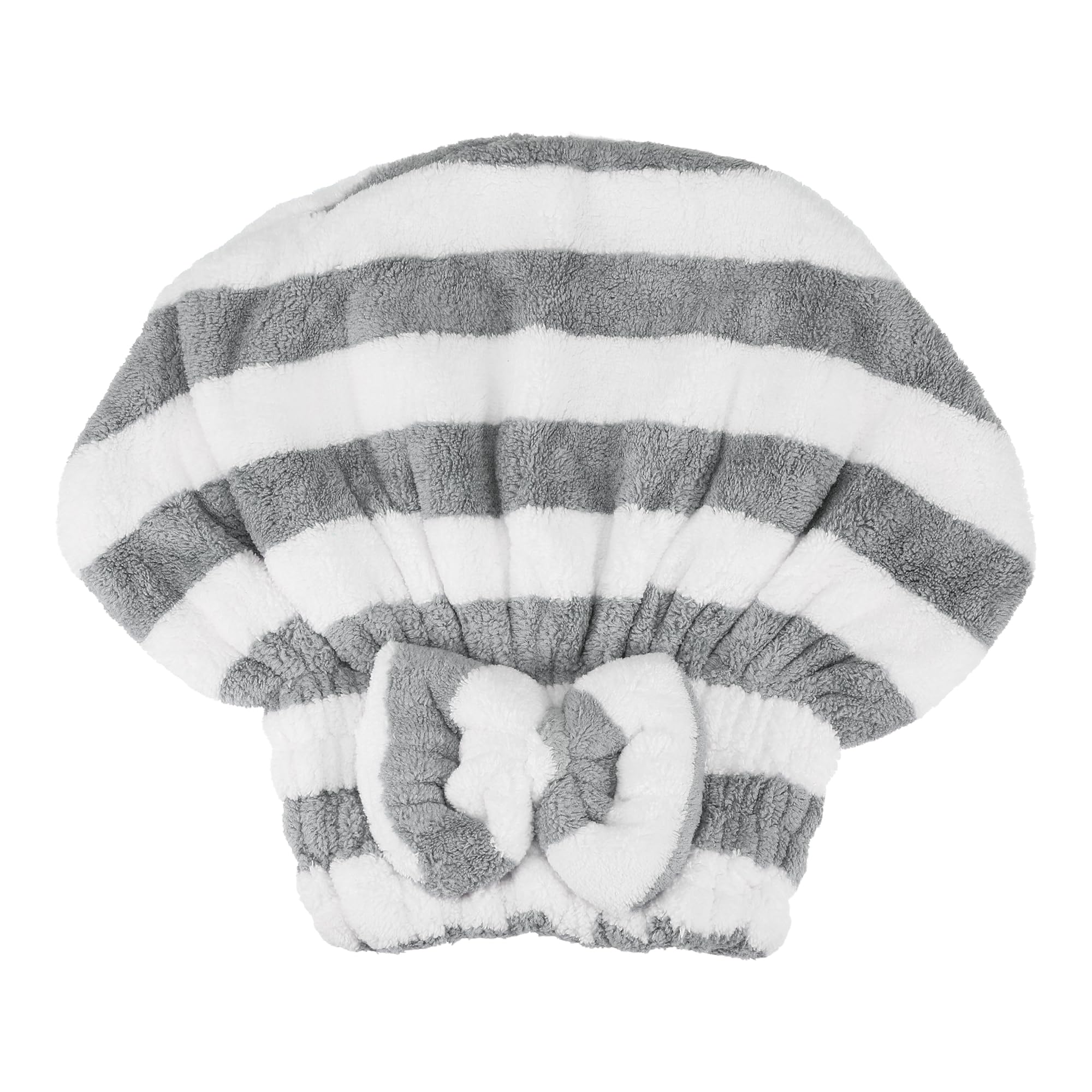Serviette de séchage de cheveux ultra absorbante en polaire corail gris et blanc