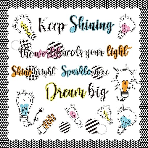 Simply Stylish - Juego de tablón de anuncios motivacional con borde de tablón de anuncios, sigue brillando positivamente, decoración de clase para