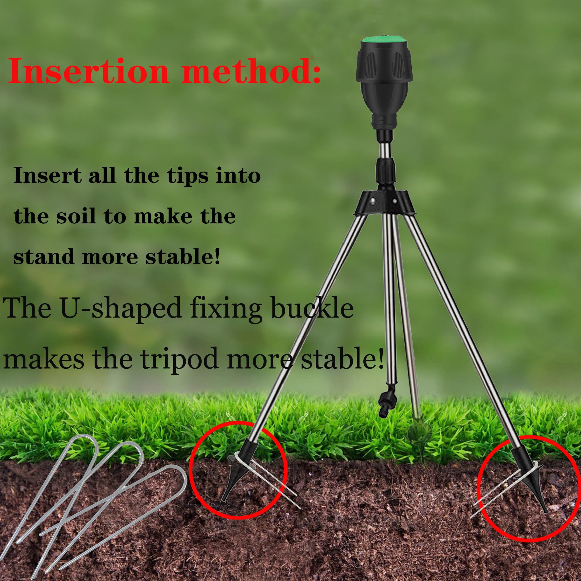 Aspersor riego por Pulso,Accesorio para Sistema de riego,Giratorio trípode aspersor,360 °rotación,rociadores de jardín con Conectores de Manguera rápidos para jardín,céspedes