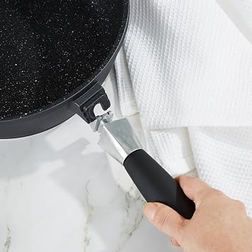 Berghoff EuroCAST 7 Piece Nonstick Induction Pots & Pans Cookware Set | Detachable Removable Handle, Lightweight Cast Aluminum, Oven Safe Stovetop To Oven, PFOA & BPA Free, With Glass Lids