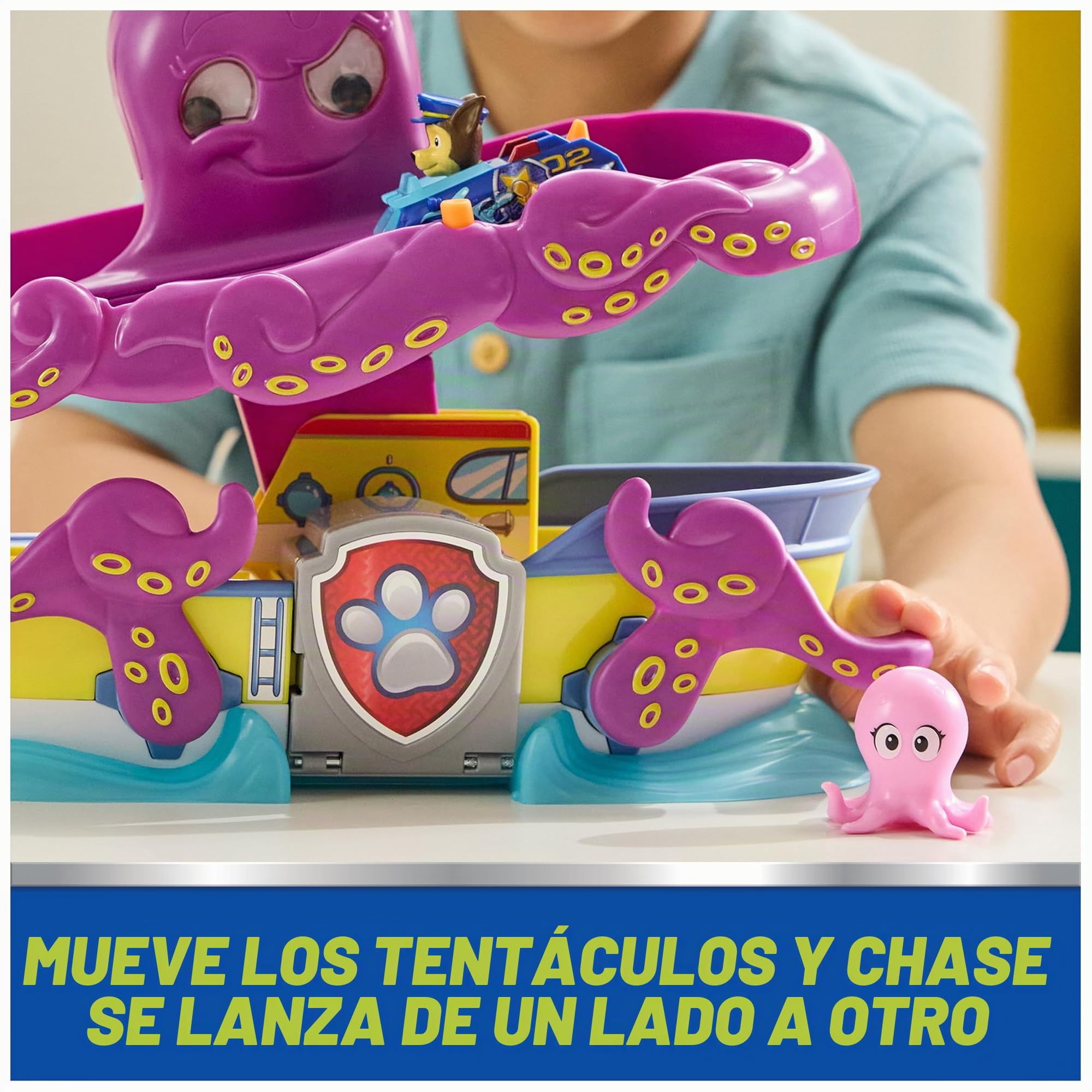Paw Patrol Pup Squad - Juego de Pulpo con Pista de Carreras, rampa, Chase Pup Squad Racer y Calamar bebé, Adecuado para niños a Partir de 3 años