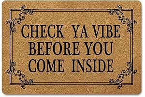 FunXiLin Funny Welcome Doormat, Check Your Vibe Doormat