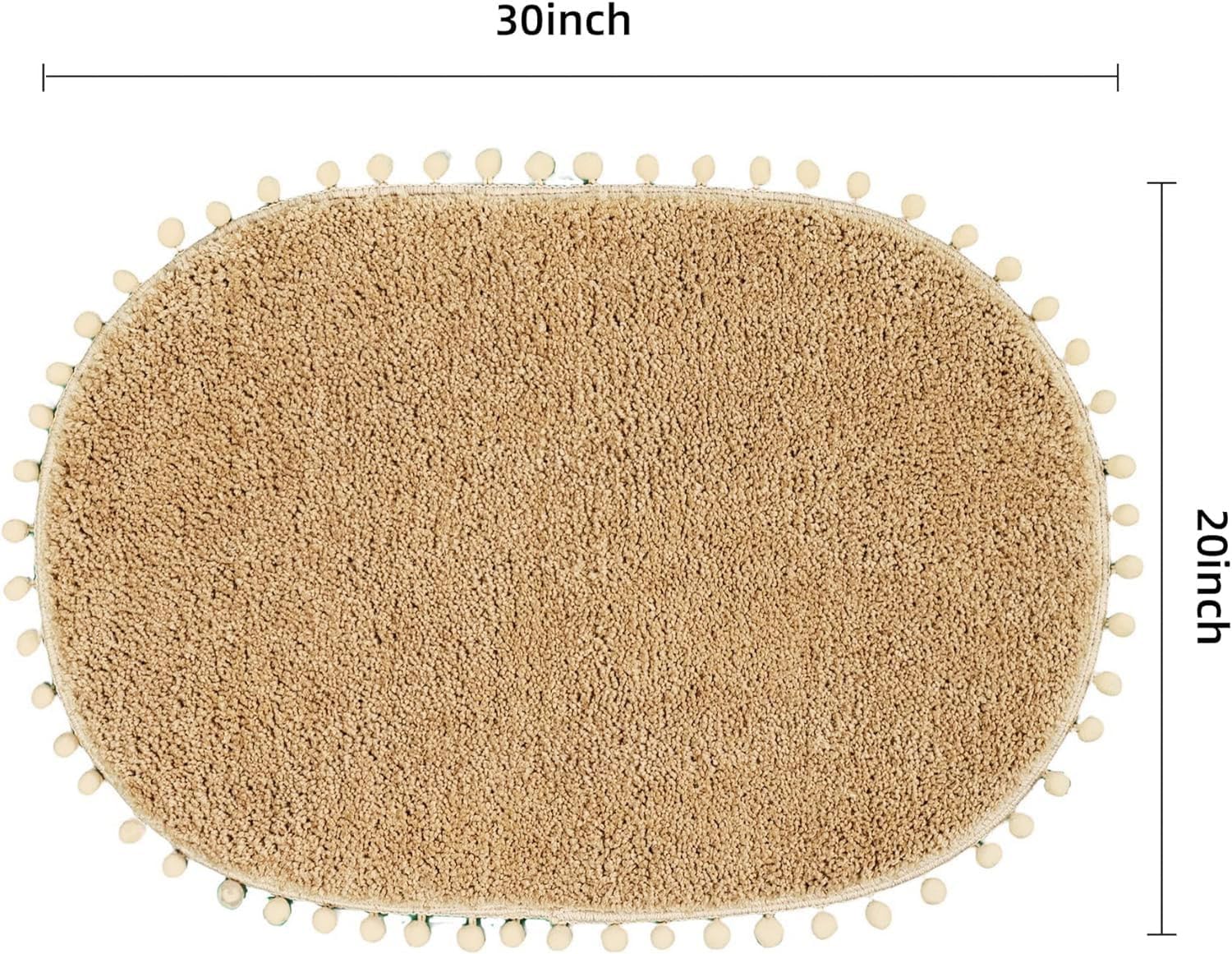 ラブ ストーリー ショップ ワンの割引クーポンならくまポンbyGMO YIRDDEO カーキポンポンバスラグ バスルーム用 滑り止め かわいいボーホー ポンオーバル吸収シャワーマット、プラッシュソフト洗え