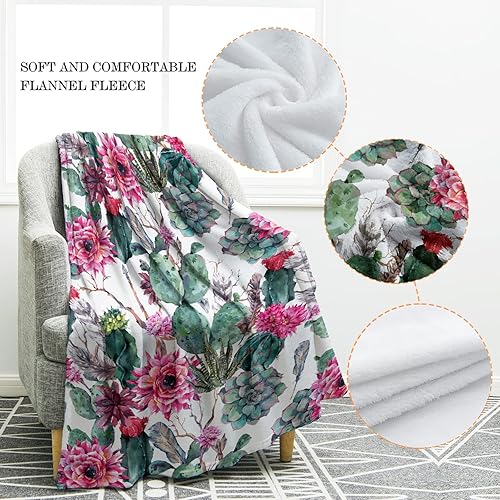 Miniatura 3 de Jekeno Manta de flores de cactus, suave, cálida y ligera, para niños, adultos, mujeres, regalo de 50 x 60 pulgadas