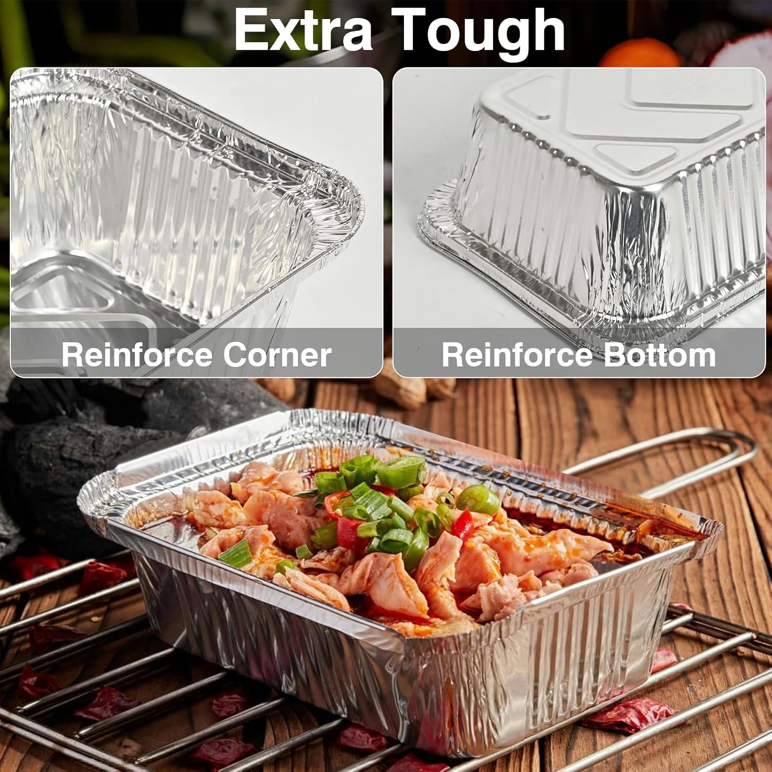 Aluminum Foil Pans with Lids 2.25L Disposable Loaf Pans Trays to Go Food Containers with Cardboard Covers for Meal Prep, Baking, Take Out, Freeze (50 Pack w/Cardboard Lids)