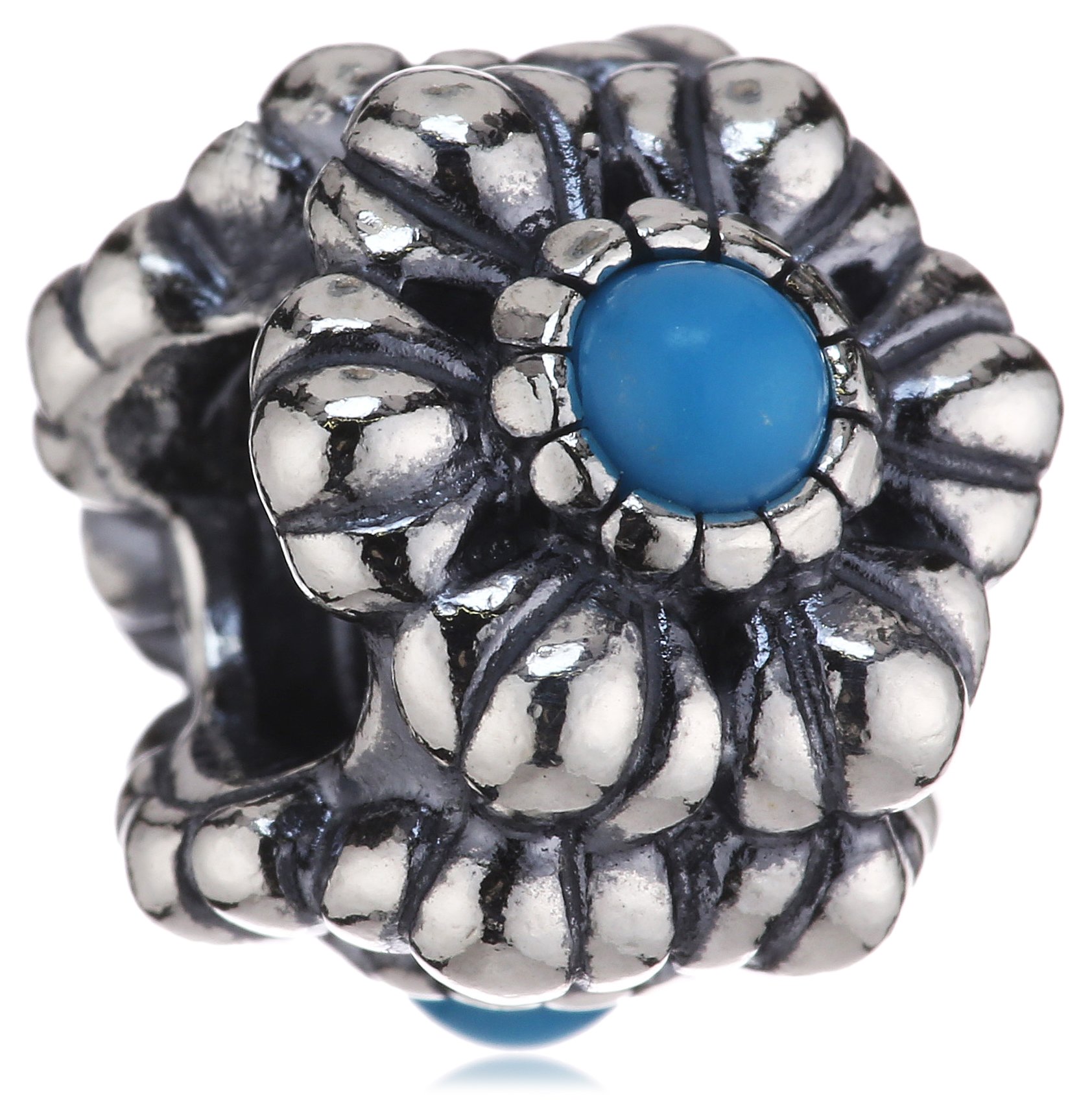 Abalorio de plata Pandora 790580TQ con turquesa natural para pulsera 3