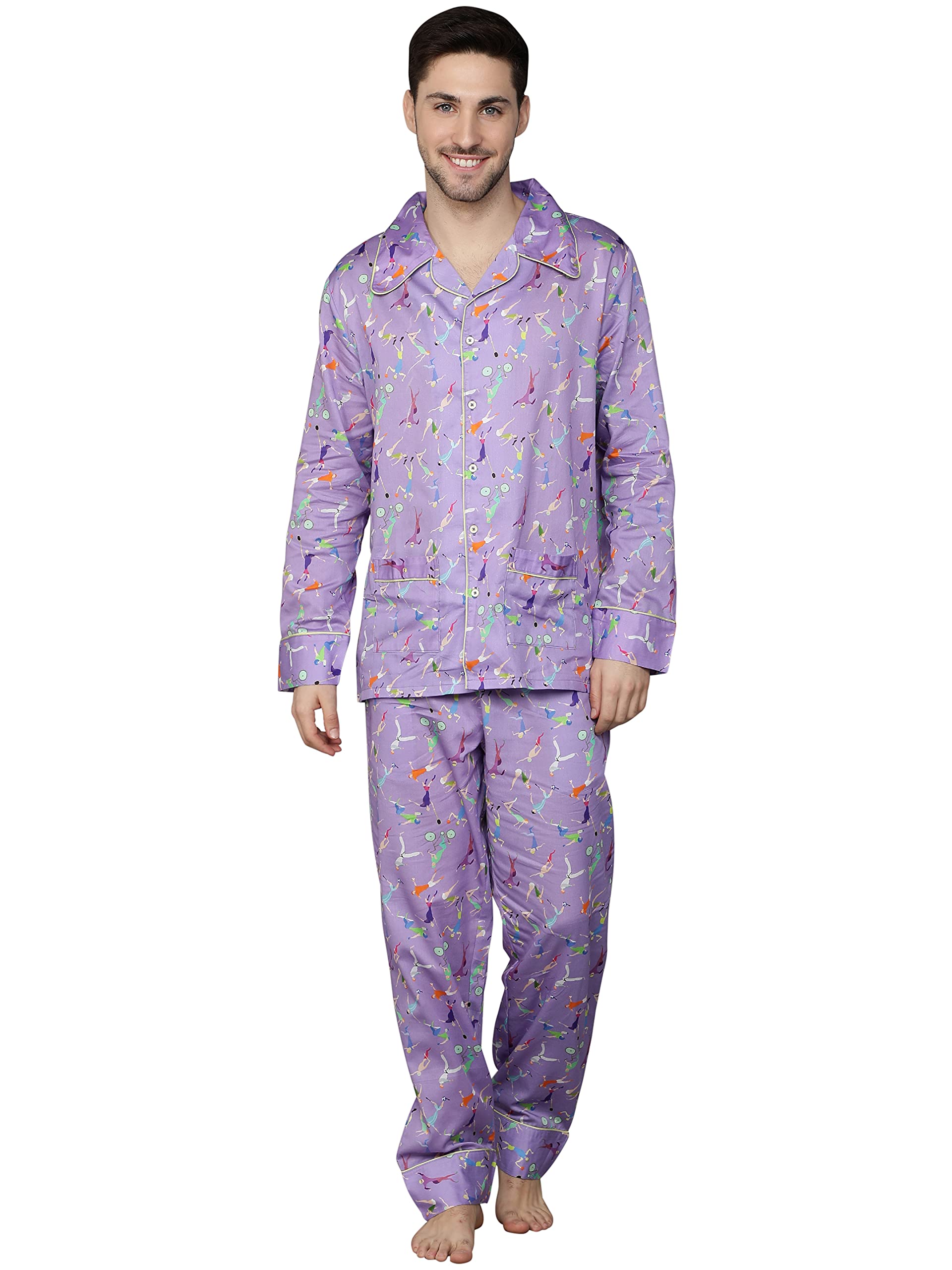 Mens Nightsuit Set (Pyjama+Shirt) 100% Cotton, Bonne Nuit The Game-image-49