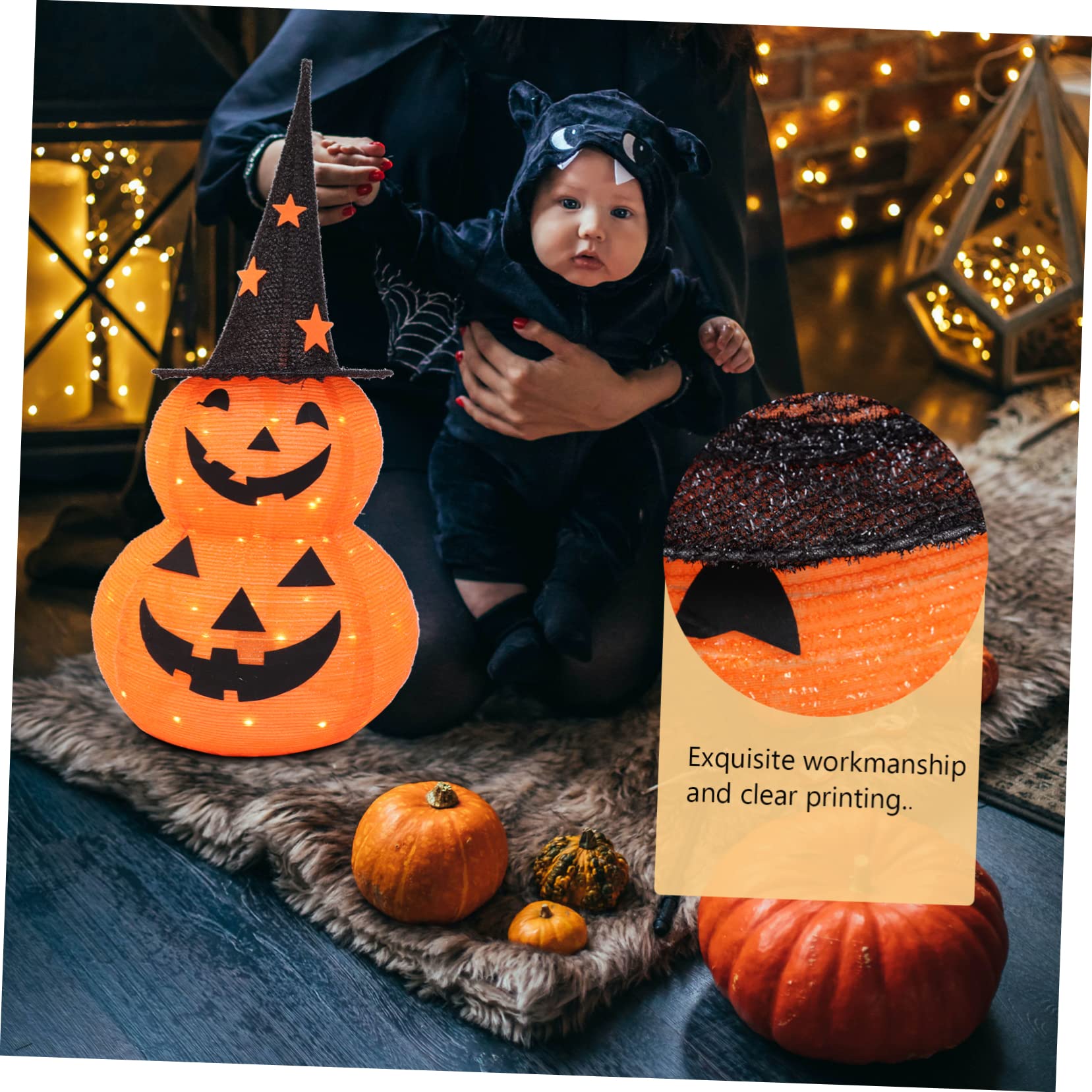 1pc Pumpkin Lantern Ornaments Halloween Home Decor Cloth Pumpkin Lantern Party Layout Lantern Funny Lantern Halloween Lantern Foldable Lantern Decorative Lantern Halloween Supply