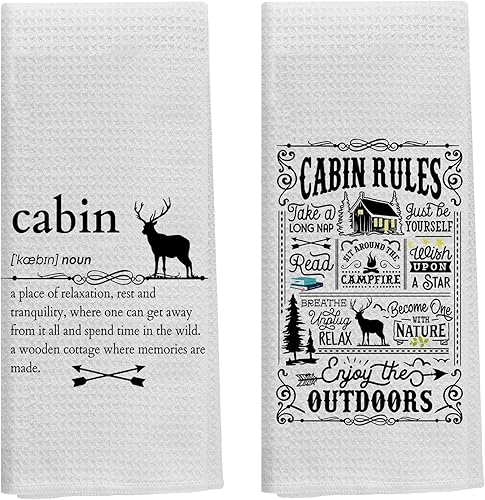 Miniatura 5 de Knibeo Toallas de cocina de cabaña, decoración de cabaña, toallas de mano rústicas de vida silvestre para baño, decoración de cabaña de troncos,