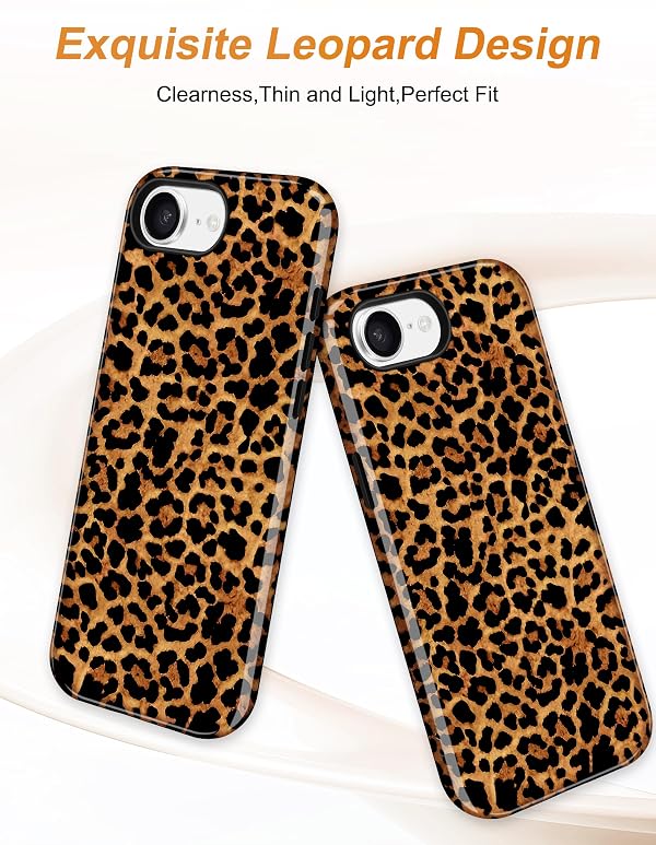 Jusy Compatible with MagSafe Brown Leopard Print Phone Case for iPhone 16e/17e, Trendy Luxury Magnetic Soft TPU and Hard PC Protective Phone Cover for Women Girls - Leopard by Jusy - Used condition - Image 3