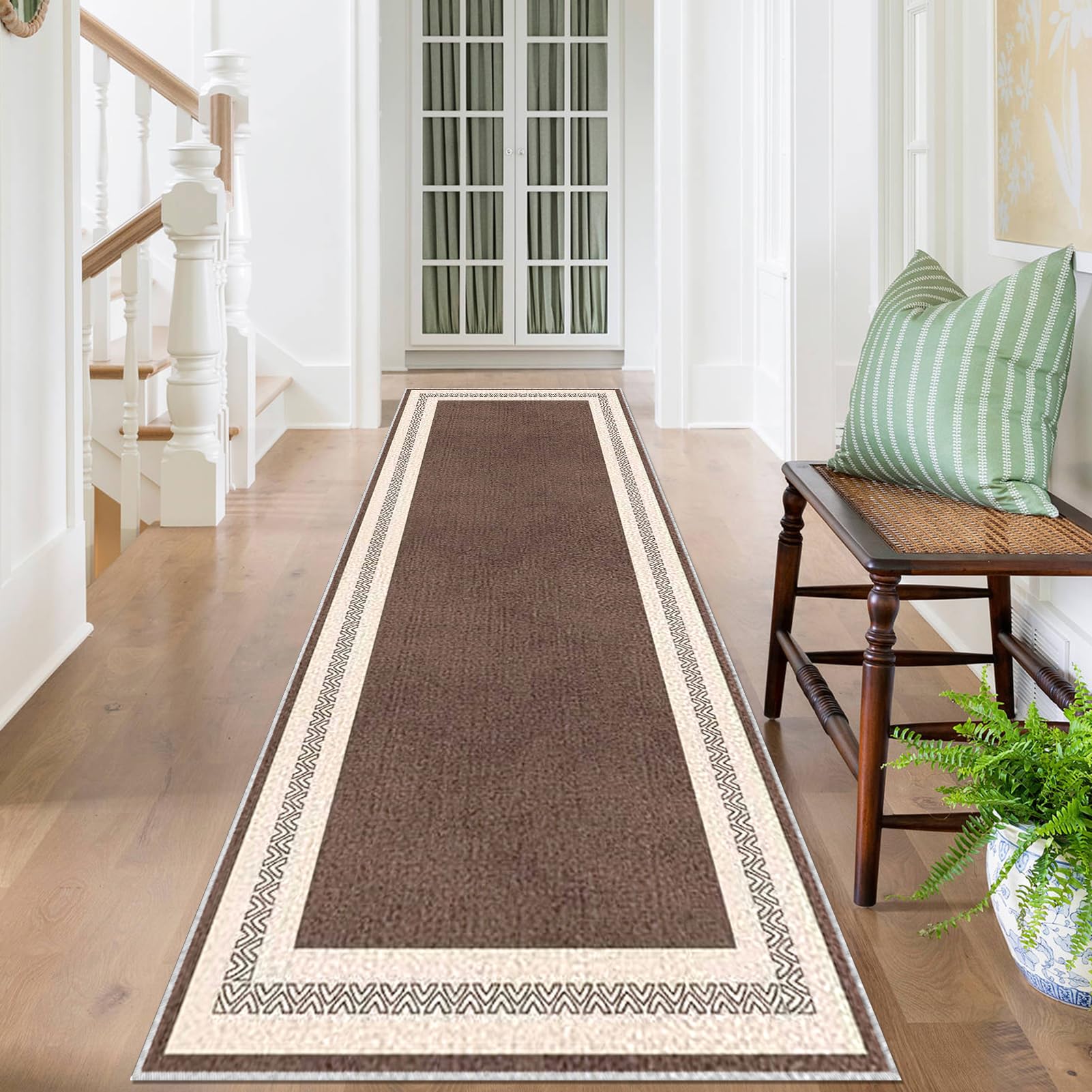 Dywan do korytarza 70 x 150 cm antypoślizgowy dywanik kuchenny zmywalny długi dywan do sypialni krótkie włosie wąski długi dywan wejście do salonu mata chłonna