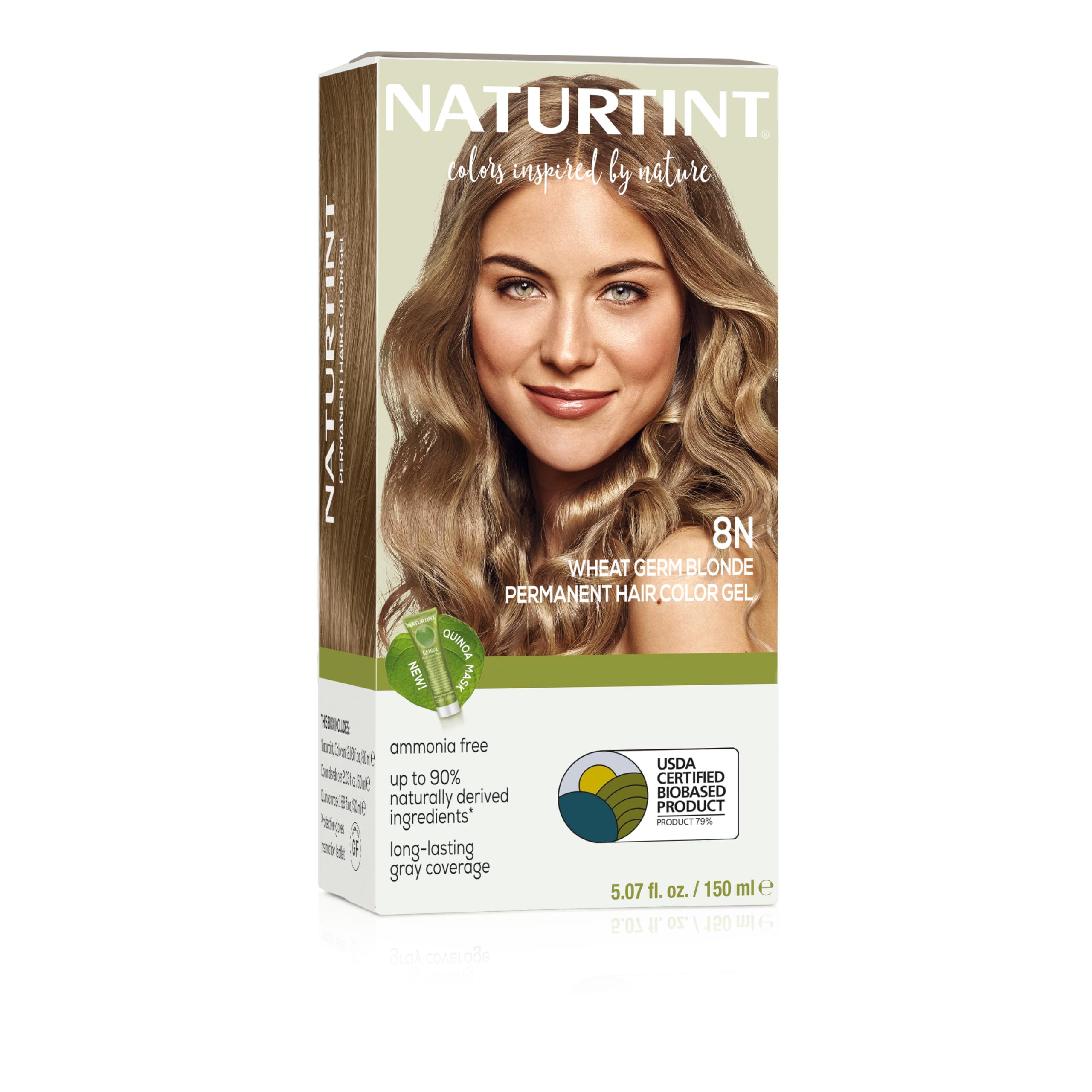 Naturtint 8N Wheat Germ Blonde Permanent Hair Color (Pack of 1), Ammonia Free, Vegan, Cruelty Free, up to 100% Gray Coverage, Long Lasting Results (Packaging may vary)