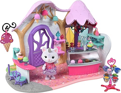 Sunny Days Entertainment Honey Bee AcresRainbow Ridge Crystals Ice Cream Shop juego completo con figura de muñeca en miniatura 36 piezas