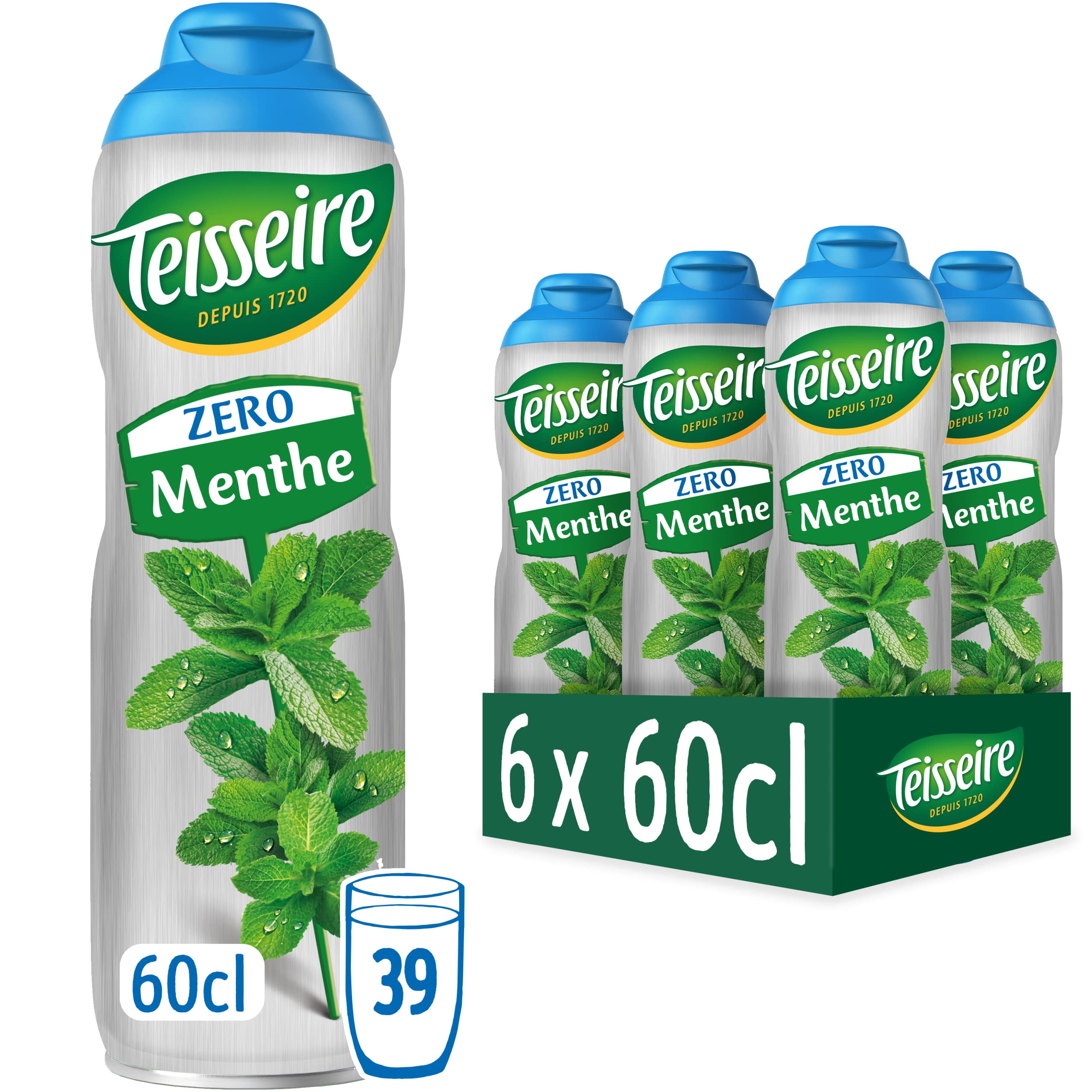 Lote de 6 siropes de menta Teisseire Zero azúcar