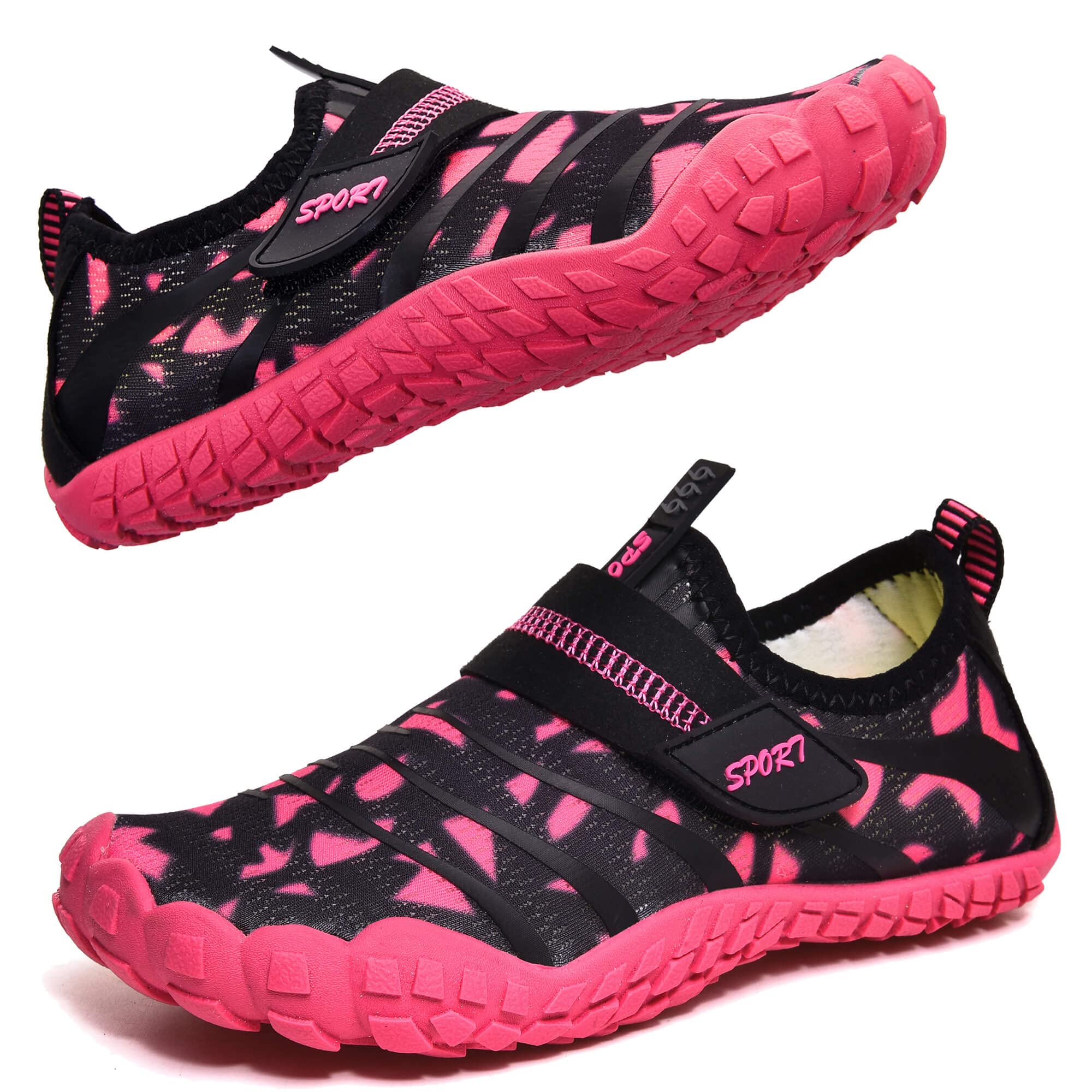 Wasserschuhe für Kinder, Jungen, Mädchen, Strandschuhe, Aqua, Schwimmschuhe, Pool, Barfußschuhe, schnell trocknend, leicht, Kinder, Surfen, Tauchschuhe, schwarz/rot, 36 EU