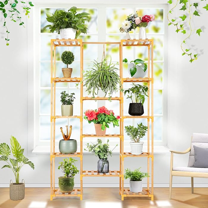 Buy Yuego 56in Tall Plant Stand Bamboo Plant Stand 13 Potted Adjustable