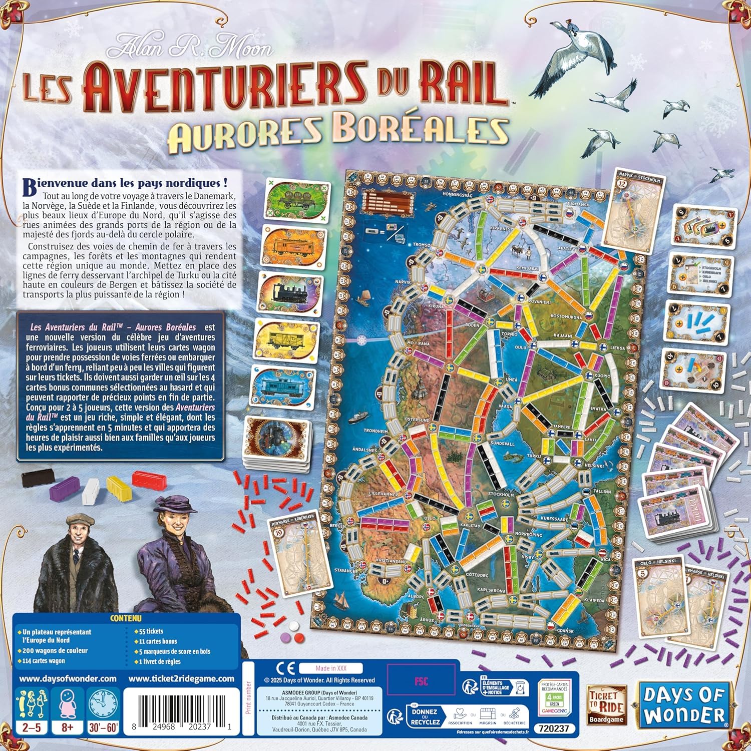 Les Aventuriers du Rail - Aurores Boreales Français - Juegos de mesa - Estrategia/Transporte - Juegos para la familia - A partir de 8 años - 2 a 5 jugadores - Tiempo de juego de 45 a 60 minutos