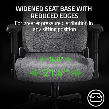 Razer Iskur V2 X Ergonomic Gaming Chair: Built-in Lumbar Support - Widened Seat - High Density Foam Cushions - Adjustable 152 Degree Recline - 2D Armrests - Plush Fabric Finish - Light Gray Edition