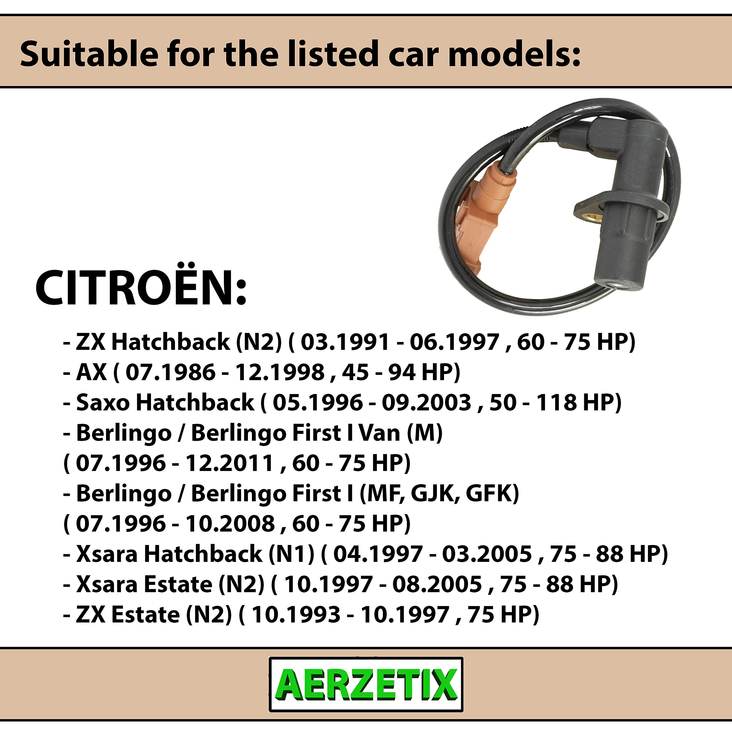 AERZETIX Capteur Moteur PMH 2 Pins - Compatible 1920AW 9639999880 Pour Citroën Peugeot