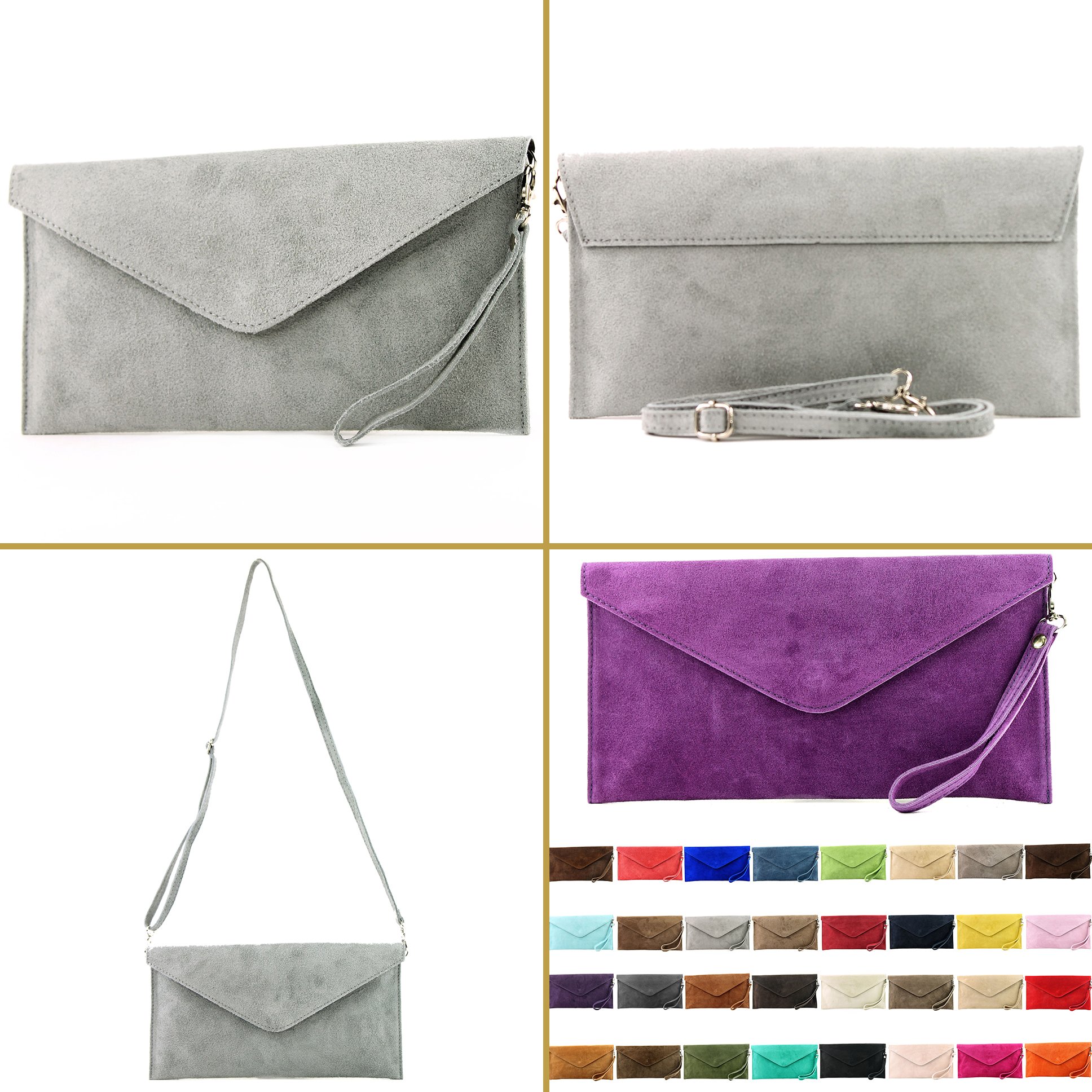 Modamoda de, T106 – Borsa in pelle, clutch da sera, produzione italiana