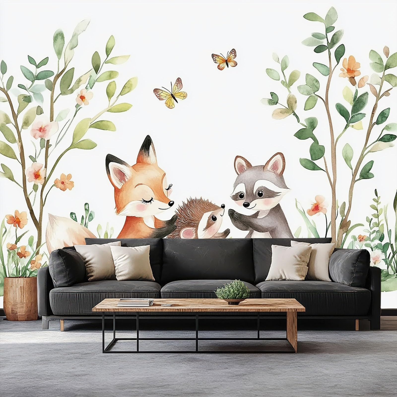 Jungle forêt aquarelle en papier peint panoramique géant 350x256 cm haut de gamme