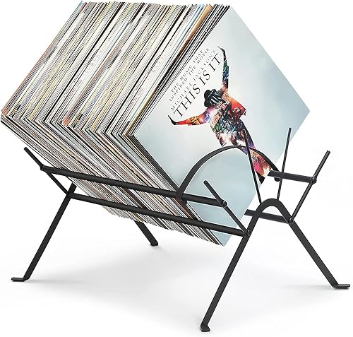SEHERTIWY Soporte para discos de vinilo para álbumes, soporte para discos con capacidad para hasta 90-110 LPs, soporte de discos de vinilo para