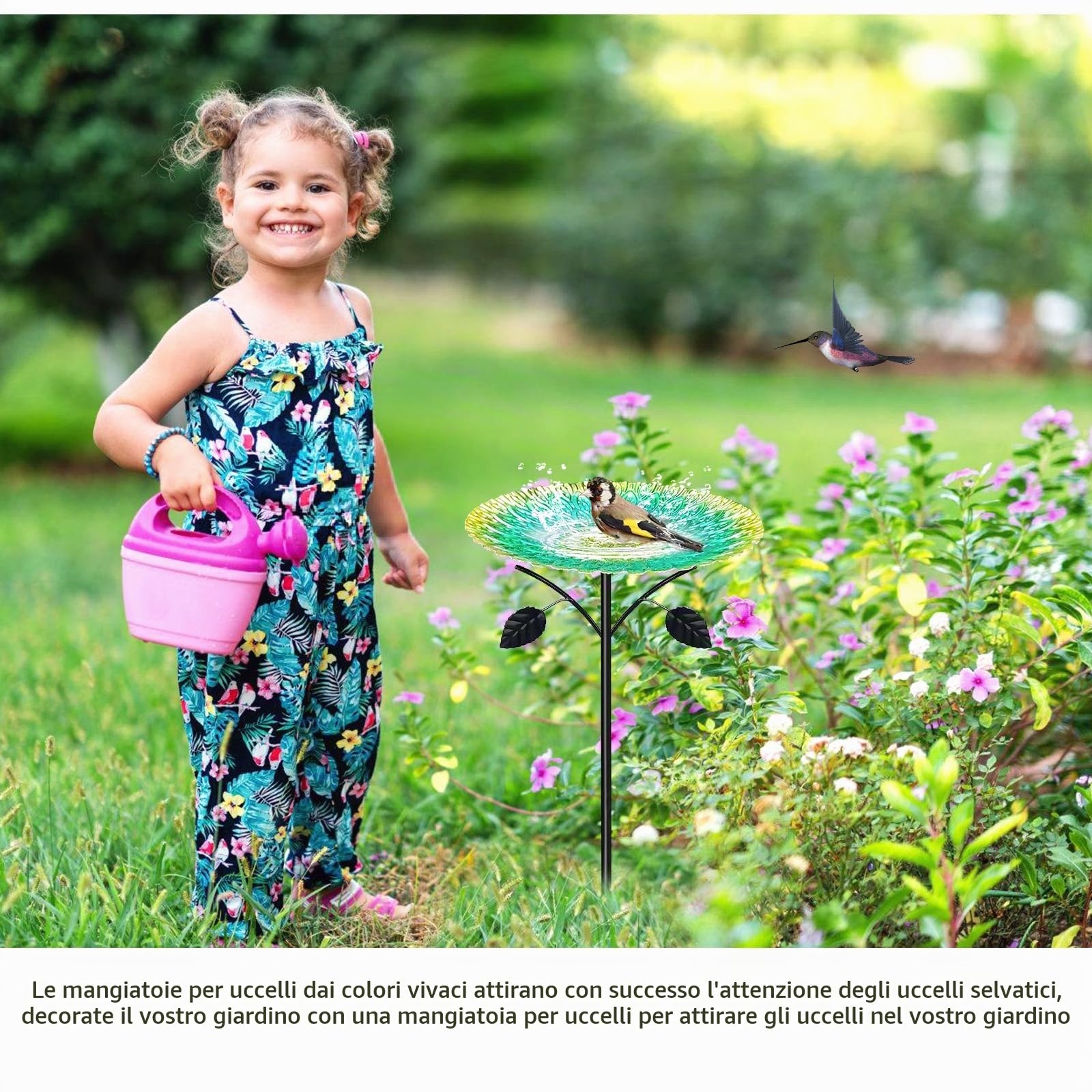Abbeveratoio Per Uccelli In Metallo Per Esterni, Vasca Per Uccelli Autoportante Da Esterno Con Supporto, Abbeveratoio Per Da Esterno Per Uccelli, Abbeveratoio Uccelli Per Esterni, Giardino(24.5c*83cm)