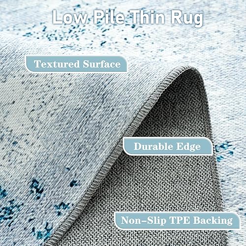 Miniatura 4 de OMERAI Alfombra lavable de 8 x 10 pies, abstracta, lavable a máquina, para sala de estar, ultrafina, antideslizante, resistente a las manchas,