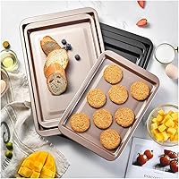 Vista 6 de Non-Stick Rectangle Baking Pan Carbon Steel Sheet Oven Tray for Biscuit Pie Pizza Roast Muffin Bread Bakeware(Black S)
