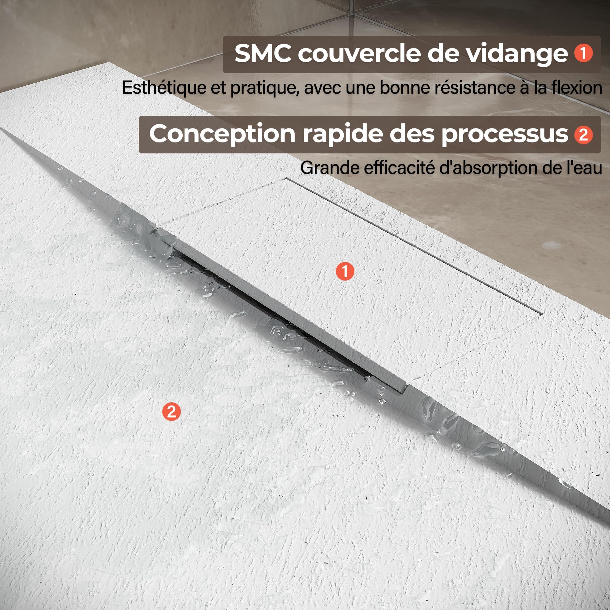 SIRHONA Receveur de Douche, avec Bonde 140x90x3.2cm