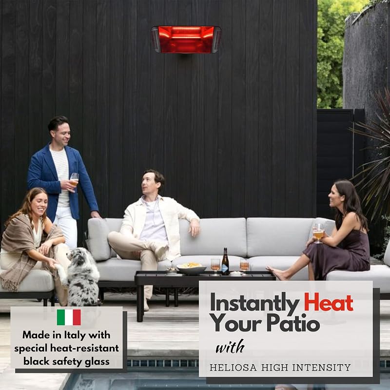 Heliosa Professional Electric Infrared Outdoor Patio Heater, Wall Mounted, Comes with 6' 120V Plug-in Cord, Water Resistant for Residential and Commercial Use image 6