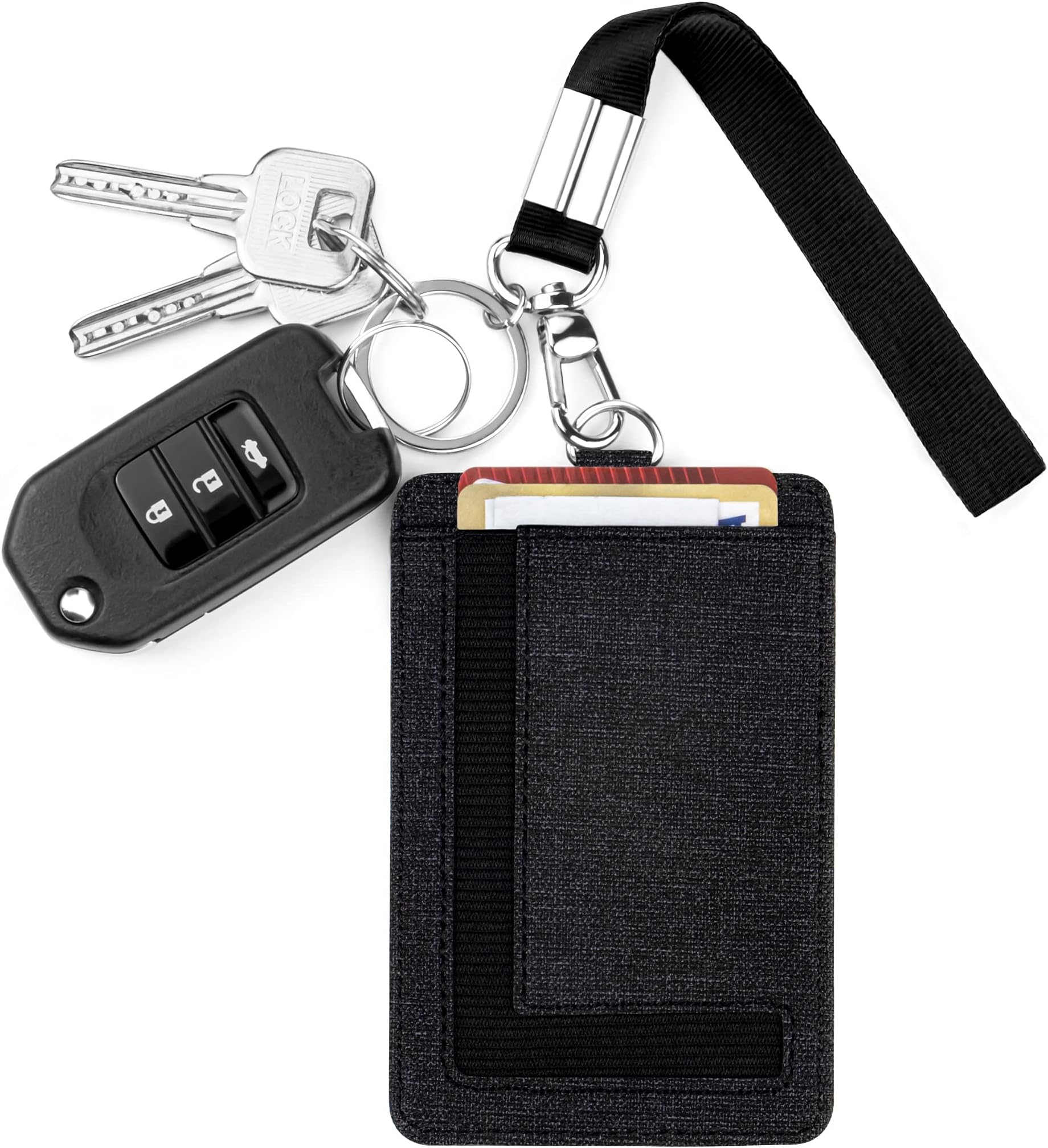 Women Small Wristlet Keychain Wallet Slim Lanyard Card Case Holder ID Case Wallet with Detachable Keychain Wristlet