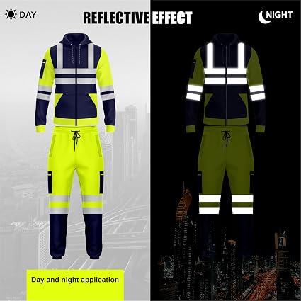 TORO ACTIVA Mens Hi Viz High Visibility Zip Up Tracksuit Pockets