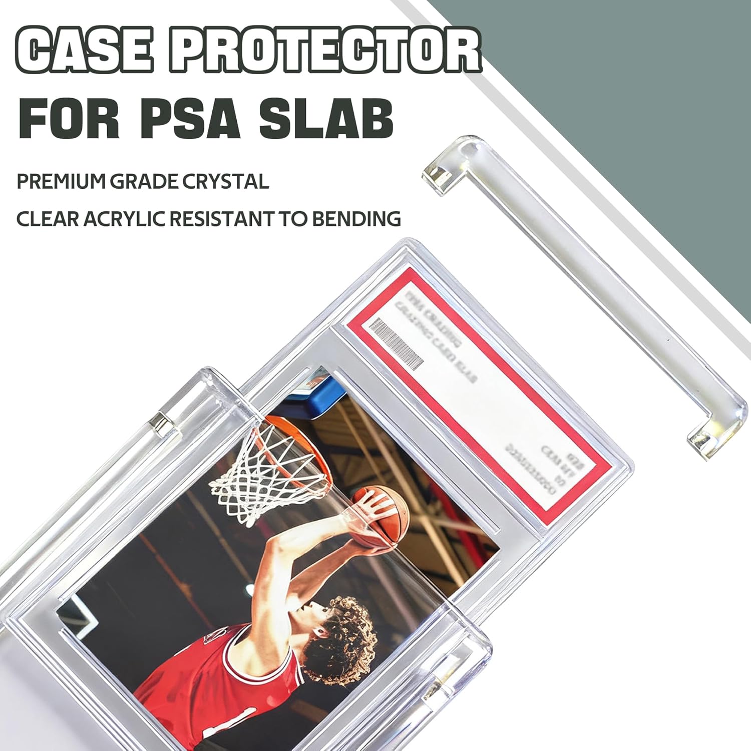 DEDC 2PCS Graded Card Acrylic Display Case for Standard PSA Slab Protector-Magnetic Clear UV Protection 99.6% UVR & 99.8% Clarity 0.9in Thick Standing Independently(Card Not Included)