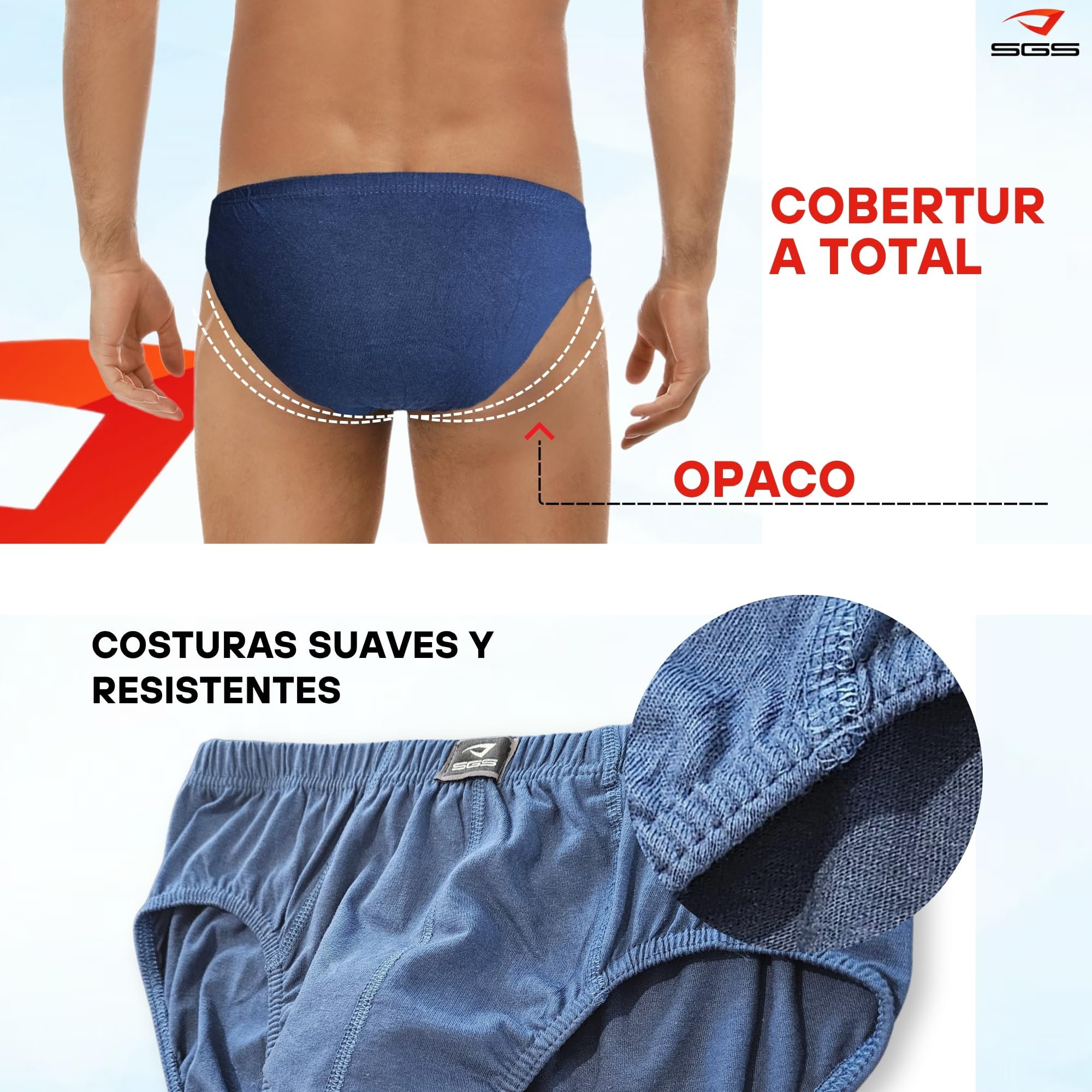 SGS Calzoncillos Hombre Slip - Slips Hombre de Algodón, Paquete de 6 o 12 Multicolor Ropa Interior Hombres