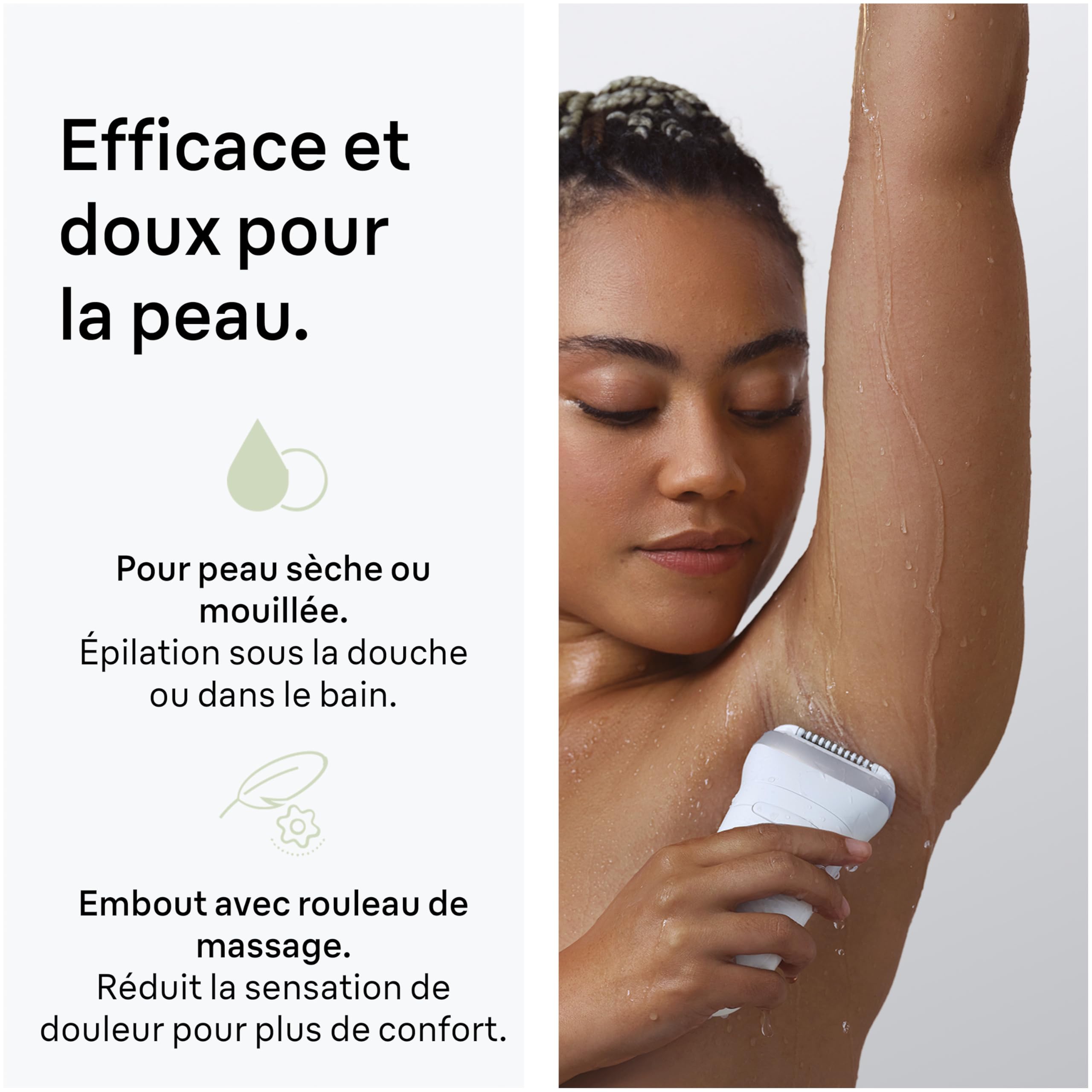 Braun Epilateur Electrique Femme Silk Epil 7 7-011, Argent – Etanche, sans Fil, Embout Rouleau de Massage, Coffret Epilation avec Accessoire de Précision - 4