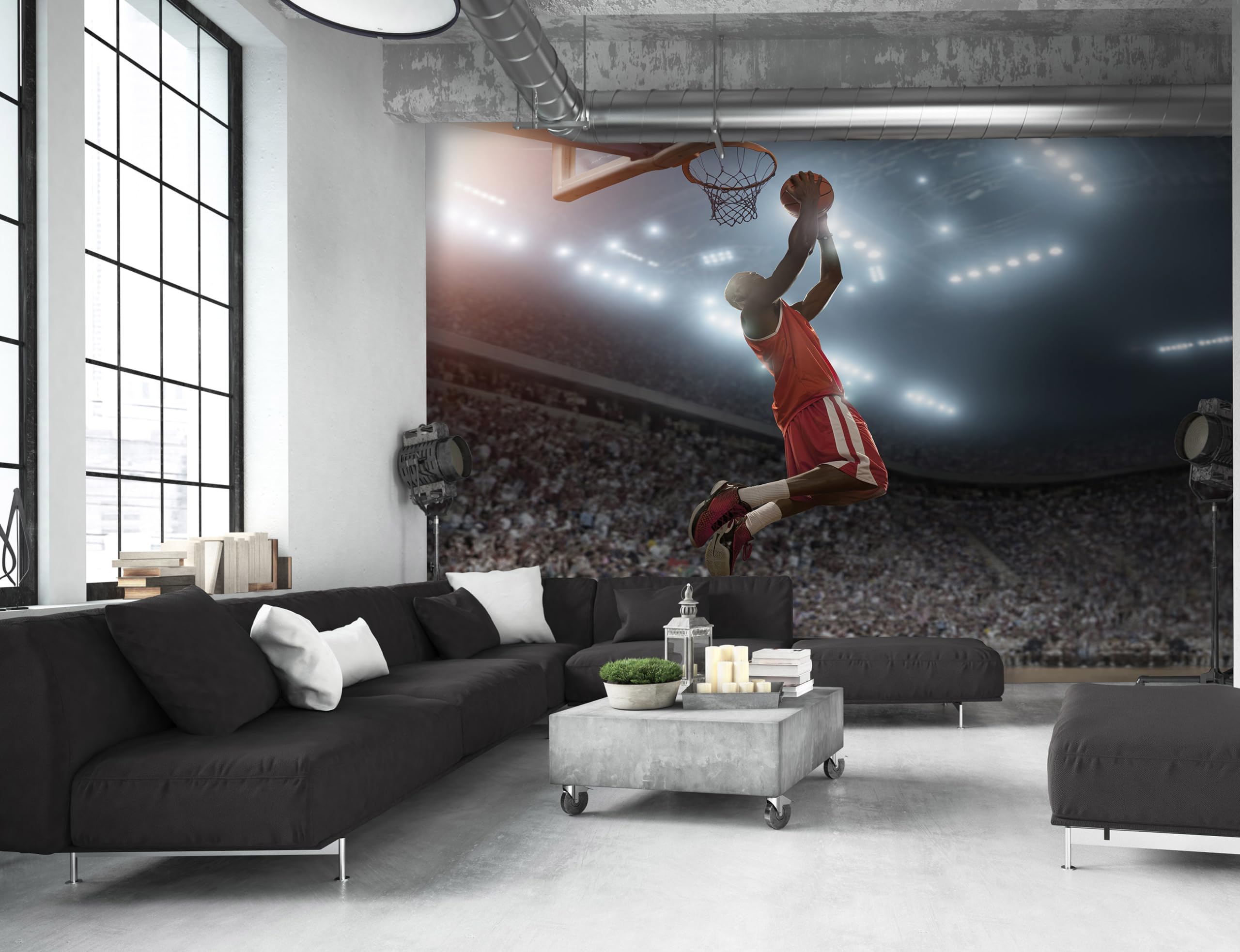 WallArena Vlies Fototapete, Basketball, 368x254cm | Fototapeten - Tapeten - für Wohnzimmer Schlafzimmer - Vliestapete Wandtapete Tapete 3D Effekt- inkl. Kleister
