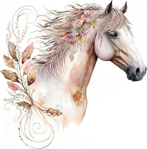 Miniatura 6 de Arte de pared de caballos de colores primaverales, impresiones de pintura de animales, 8.5 x 11 pulgadas, listo para colgar, 3 paneles, caballos